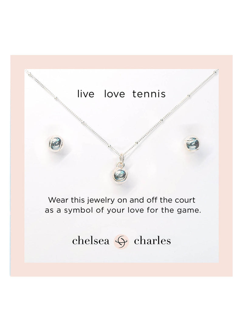 Kids Tennis Ball Necklace | Earrings Gift Set