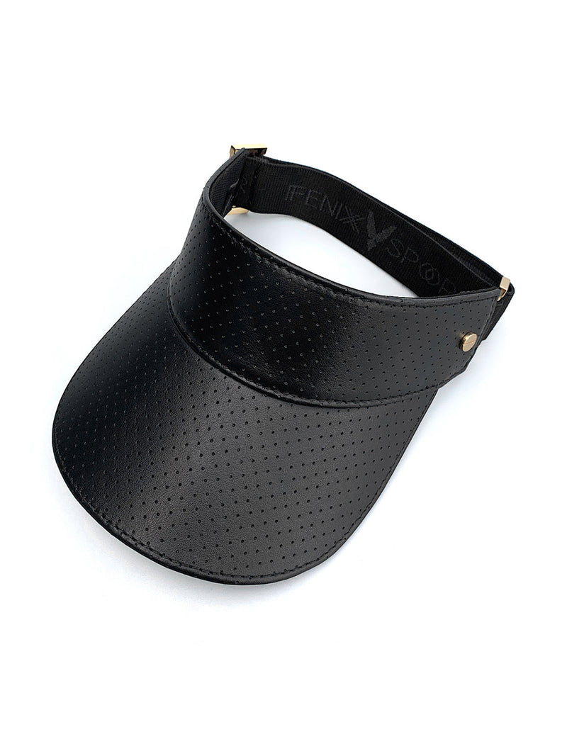 The Visor - Black Leather & Gold