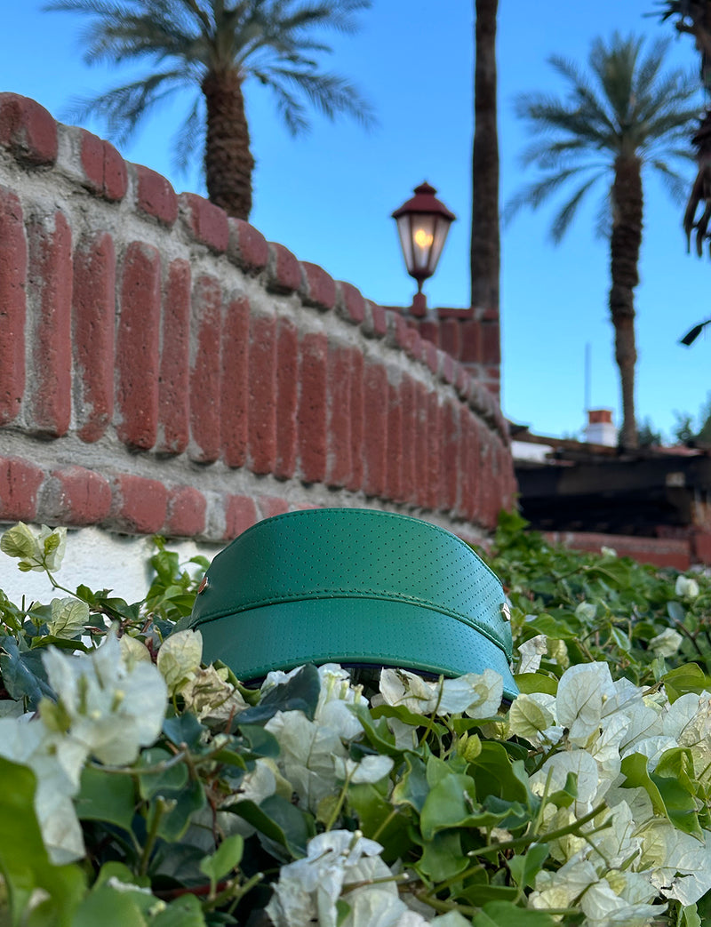 The Visor - Court Green Leather/Navy Trim & Gold