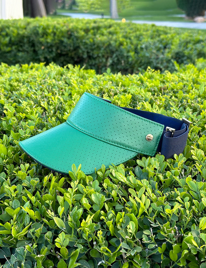 The Visor - Court Green Leather/Navy Trim & Gold