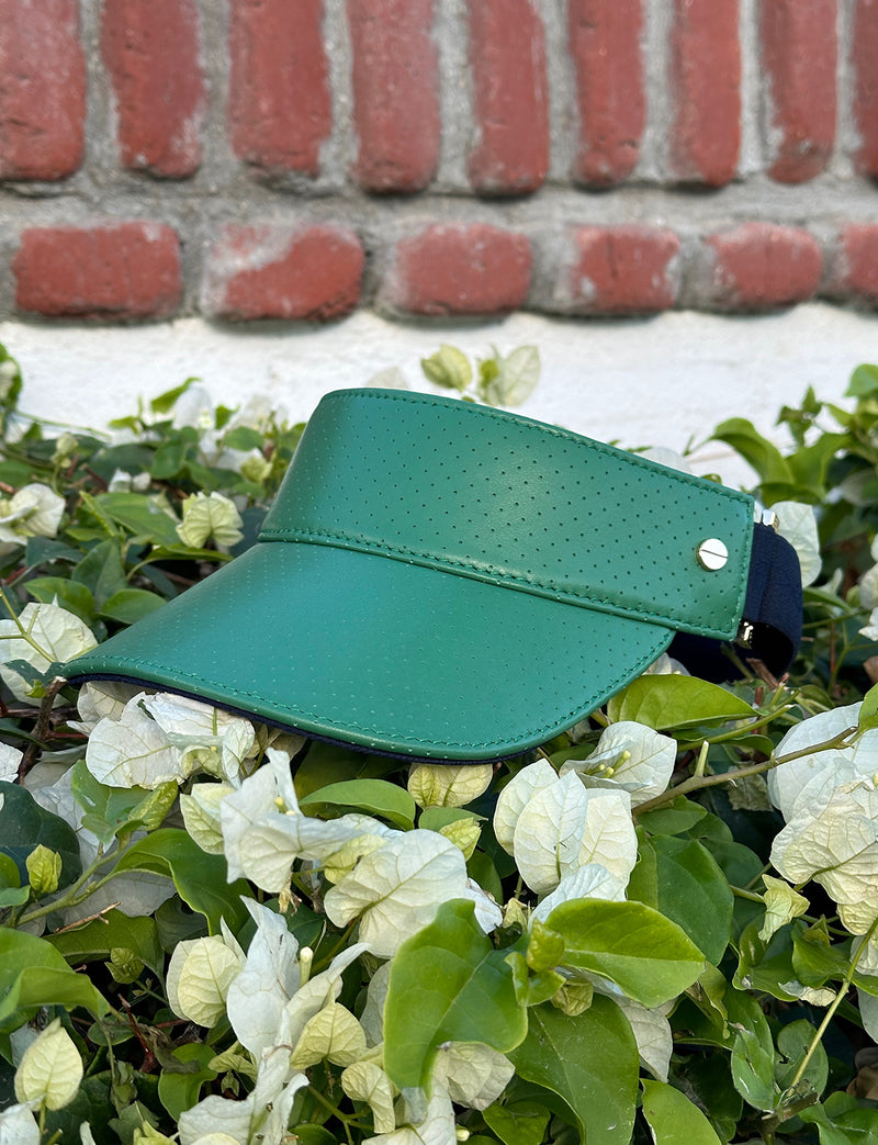 The Visor - Court Green Leather/Navy Trim & Gold