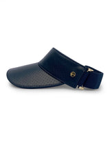 The Visor - Navy Leather & Gold