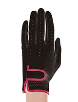 Black glove with pink accents on a white background