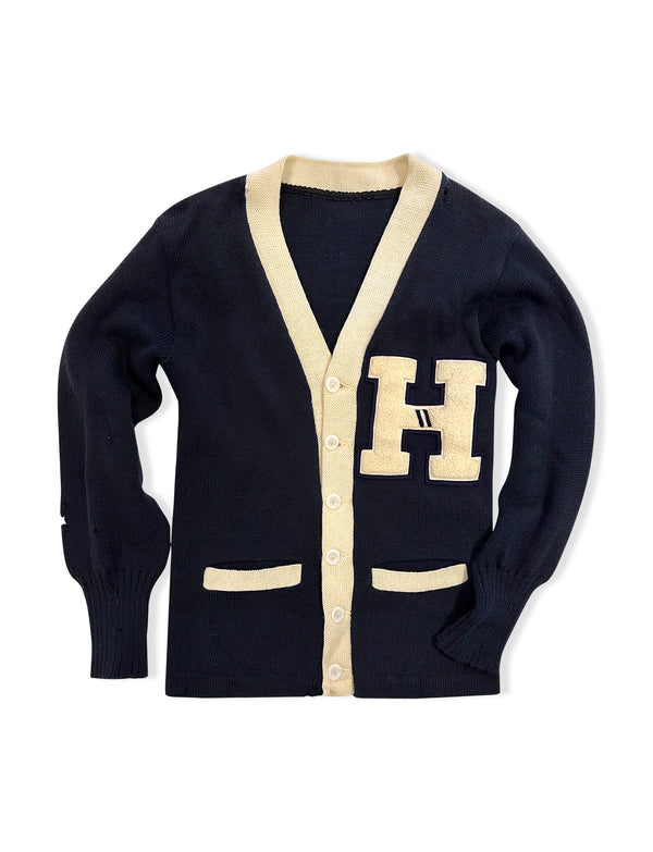 Vintage Navy Blue Varsity "H" Letter Sweater