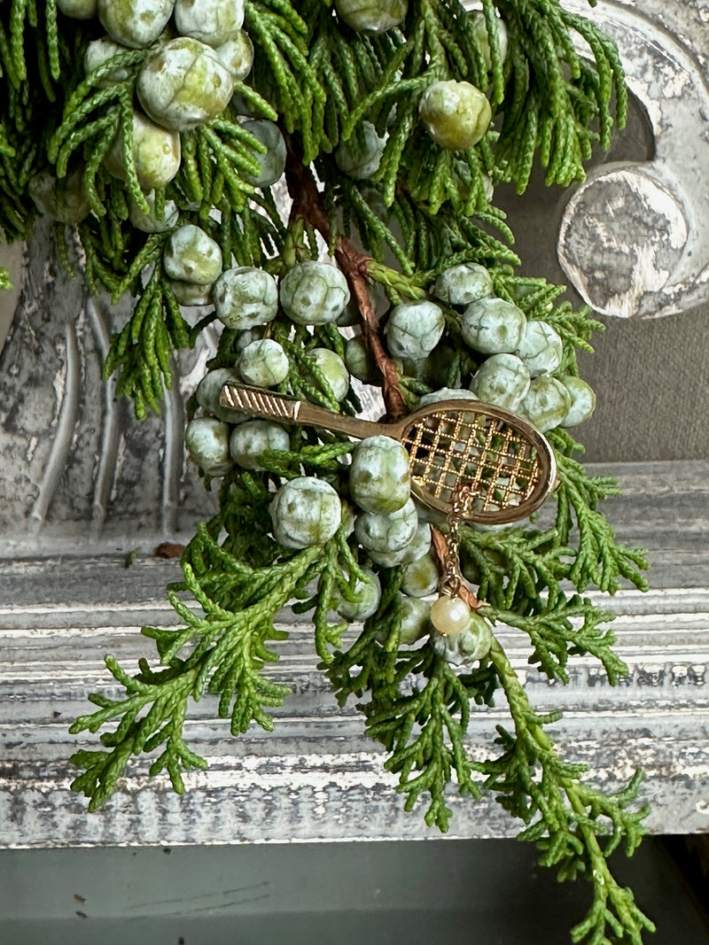 Vintage Racket & Pearl Ball Pin