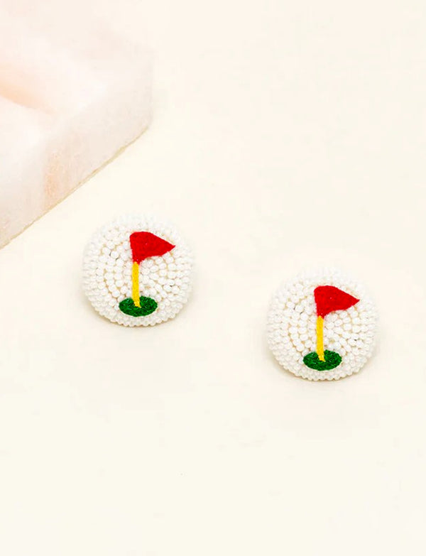 Beaded Golf Flagstick Earrings