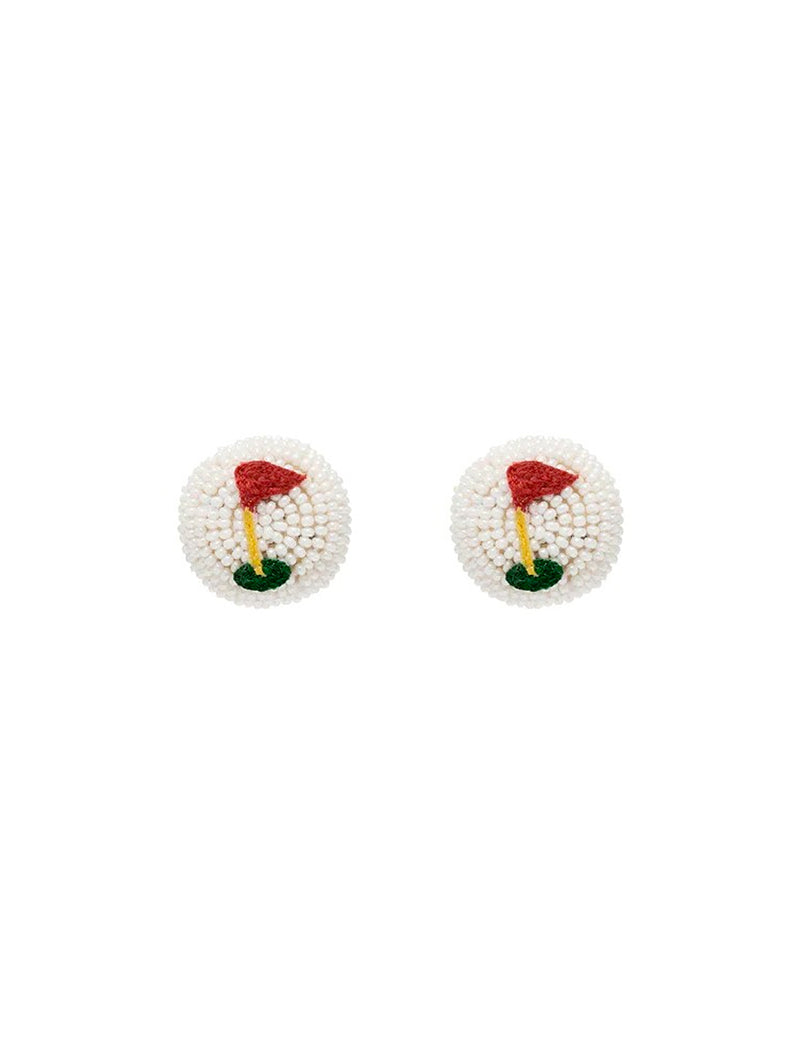 Beaded Golf Flagstick Earrings