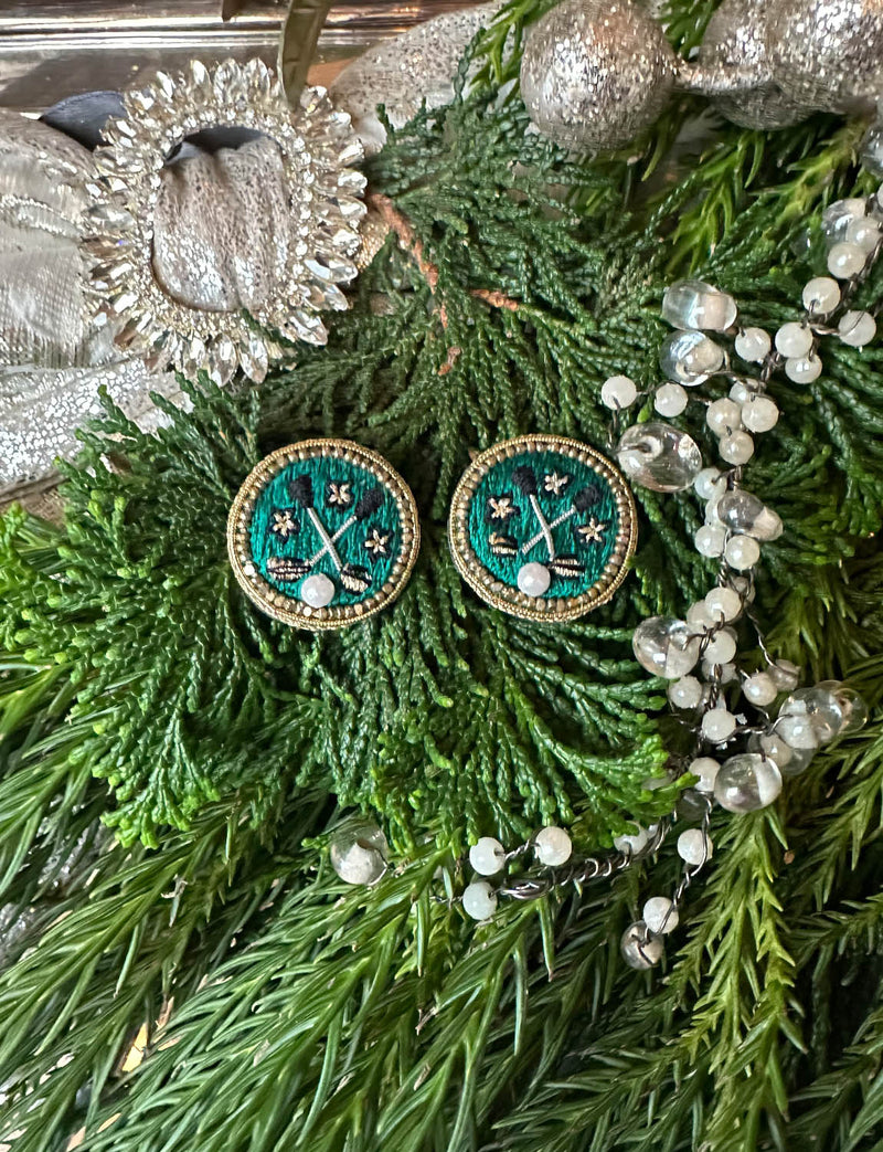 Beaded Golf Club Earrings