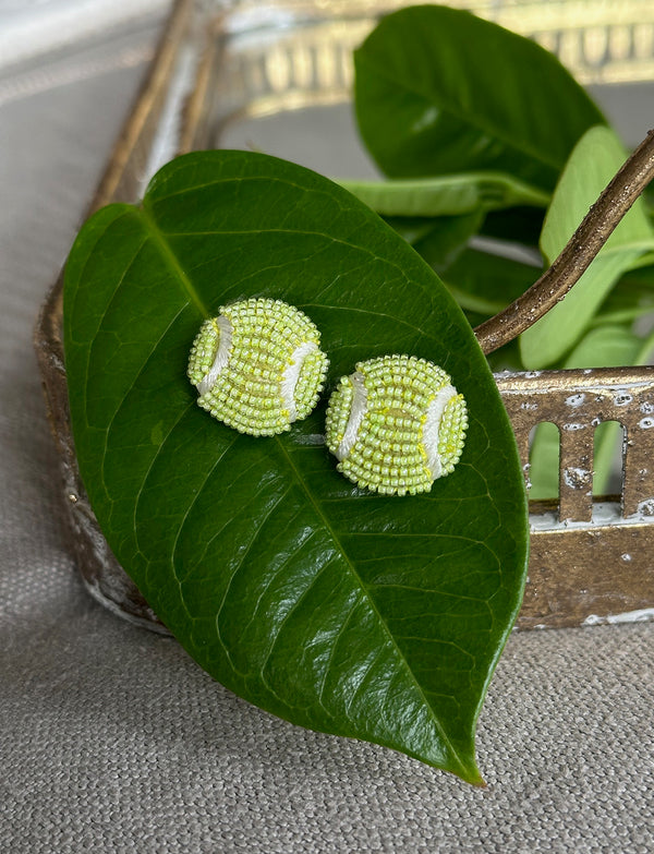 Beaded Tennis Ball Earrings