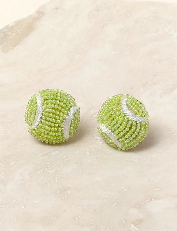 Beaded Tennis Ball Earrings