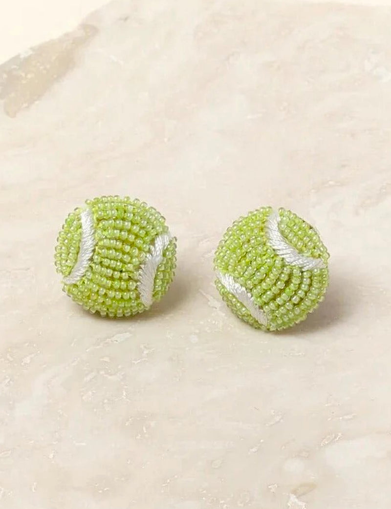 Beaded Tennis Ball Earrings