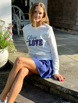 Love Love embroidered cute white tennis sweatshirt 