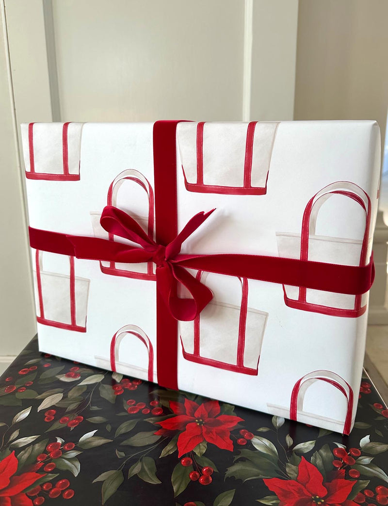 Red Tote Bag Wrapping Paper