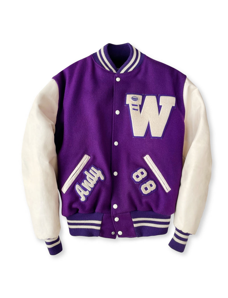 purple varsity jacket