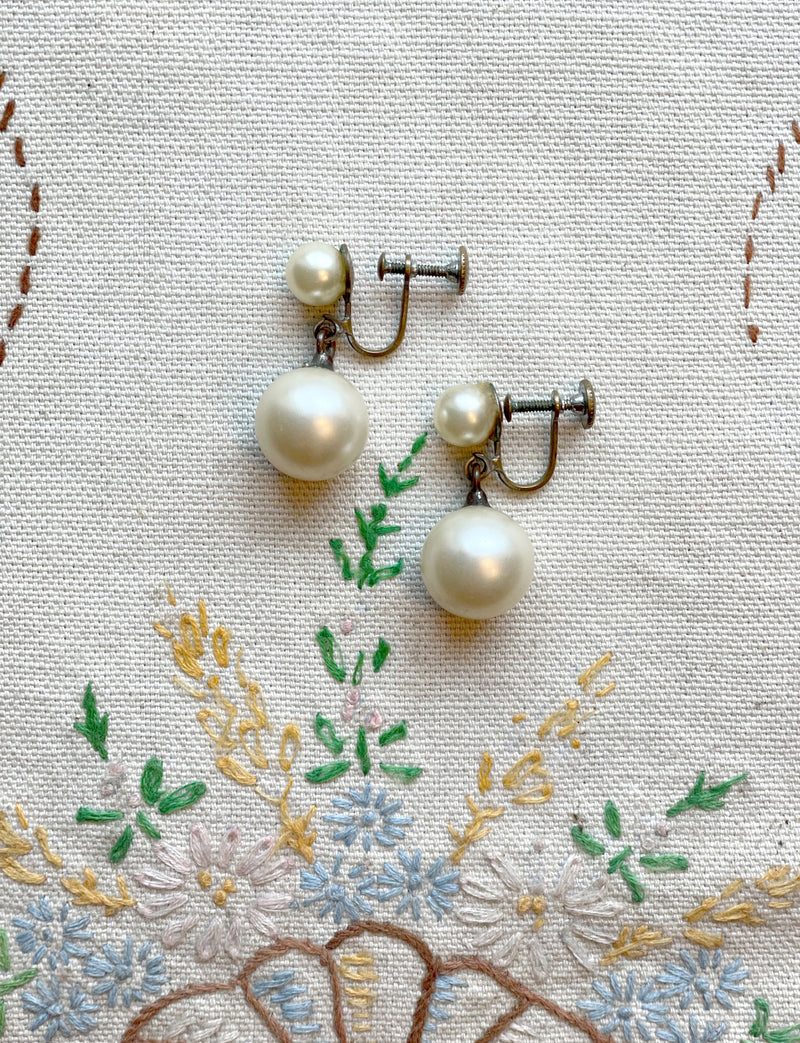 Vintage Double Pearl Earrings
